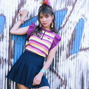 Galaxxxy Japan Stripe Short Sleeve Sweater S/M